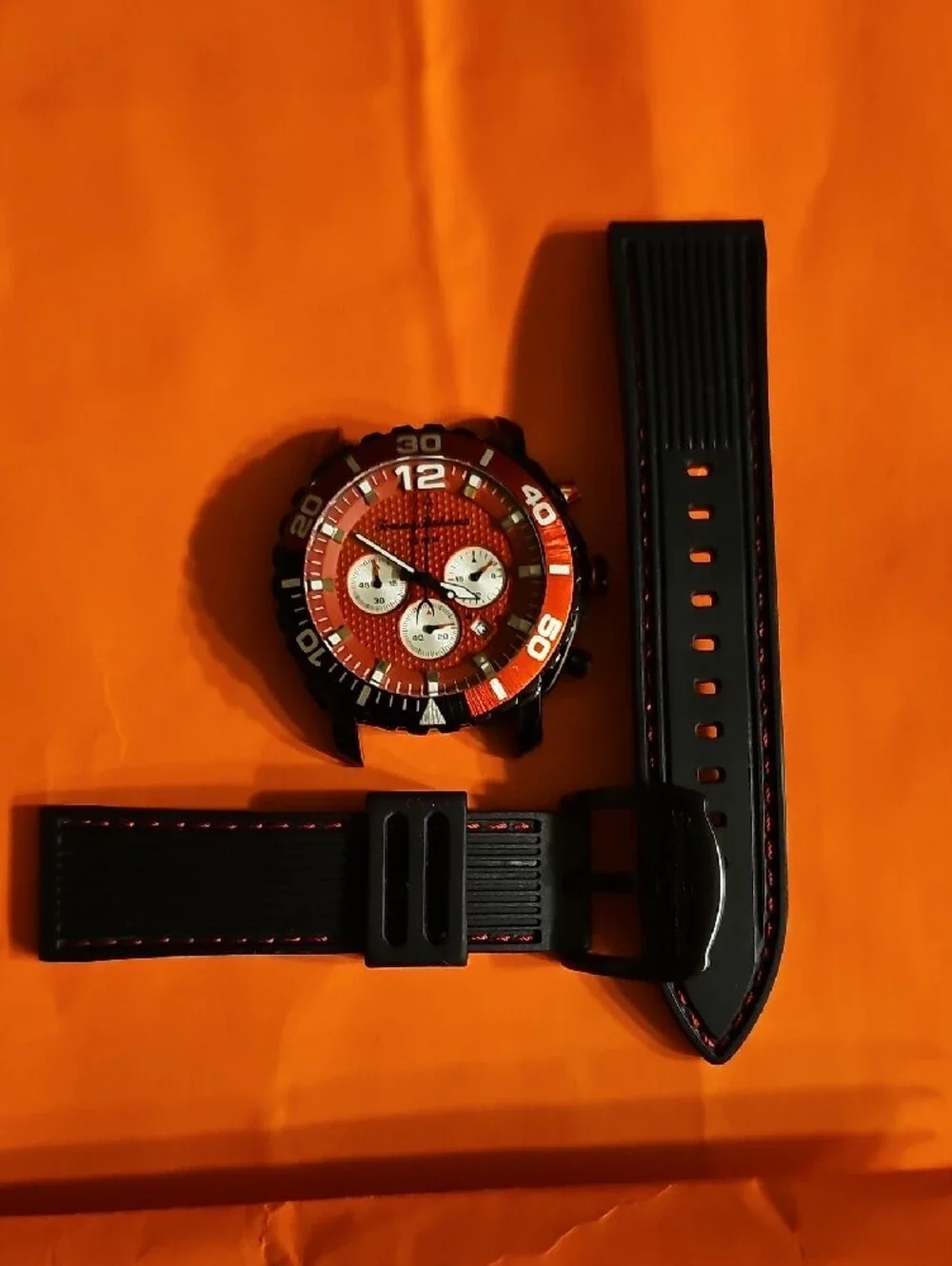 Tommy Bahama Black and Red Men's Quartz Chronograph Atlantis Sports Watch.